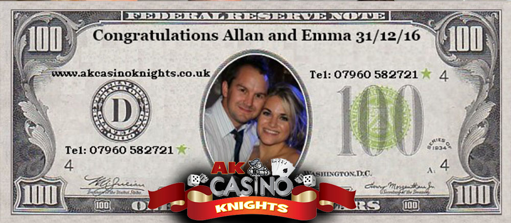 Personalised fun casino money for weddings