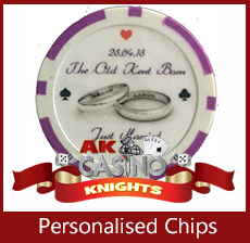 A K Casino Knights Presonalised chips for weddings