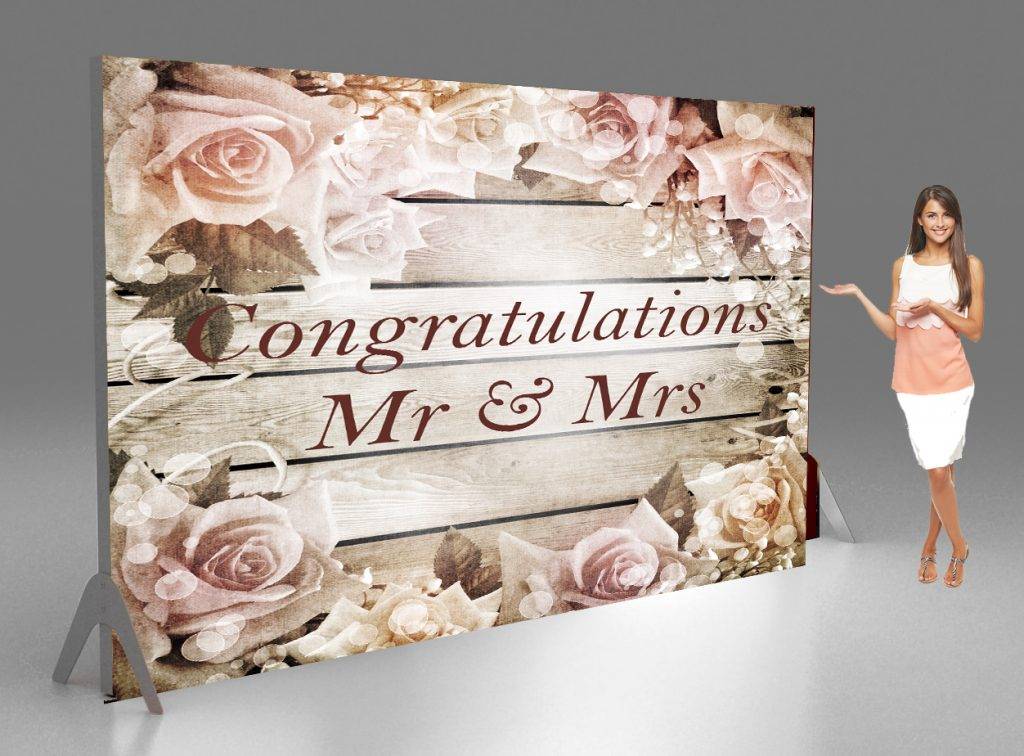 Congratulations fabric tension banner for weddings vintage