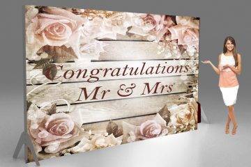 Congratulations fabric tension banner for weddings vintage