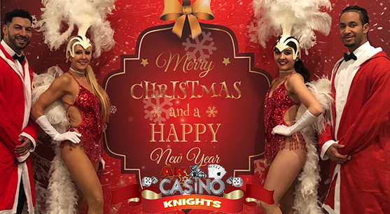 Large Christmas banner with showgirls