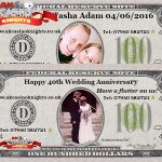 Wedding fun money with special date and picture